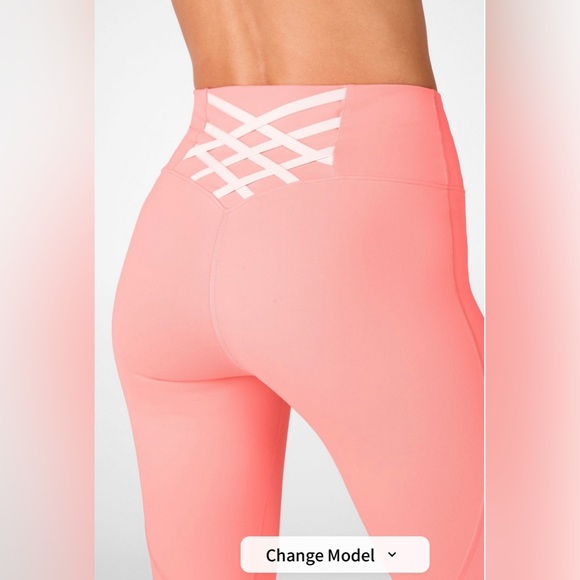Fabletics | Boost PowerHold High-Waisted 7/8 Legging in Sorbet/Seashell - Picture 2 of 9